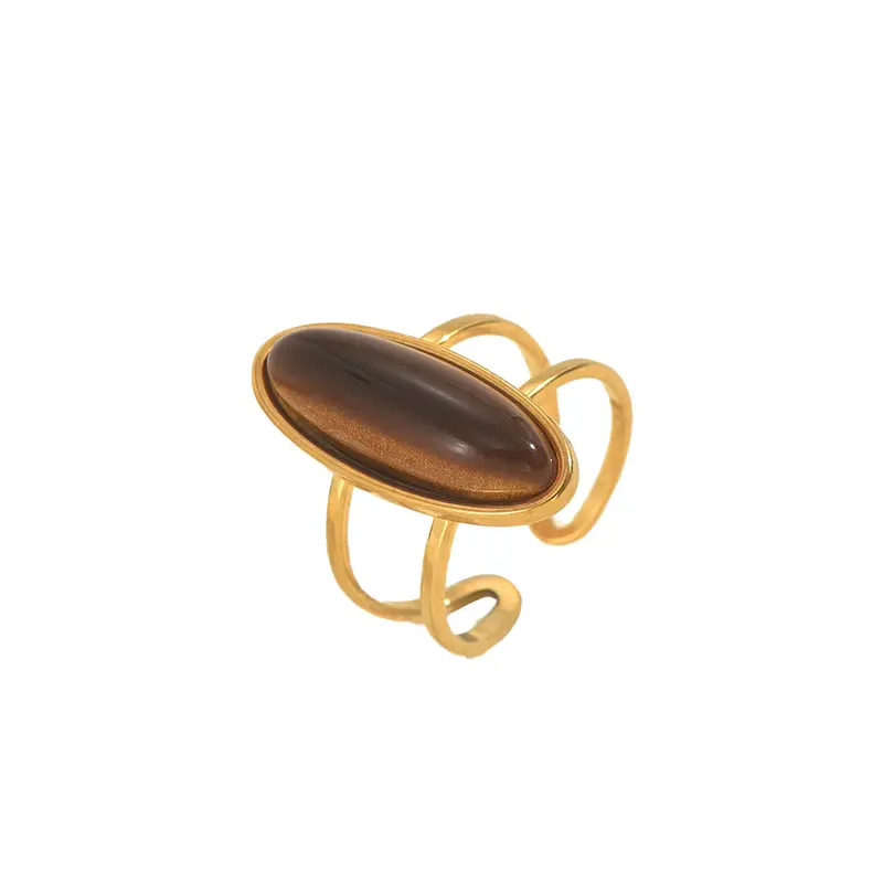 Verstellbarer Ring mit Doppelschicht-Edelstein