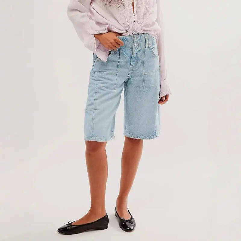 Vintage Blue Cropped Jeans mit geradem Bein