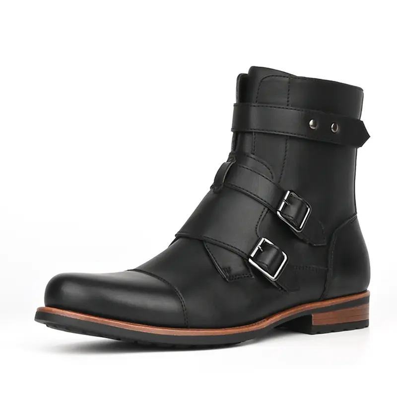 Vintage Denim Boots mit Metallschnalle