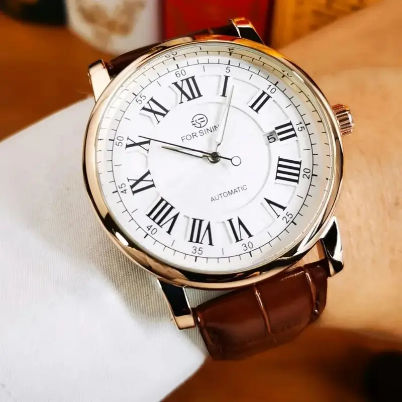 Vintage Herrenuhr · Römische Ziffern Leder