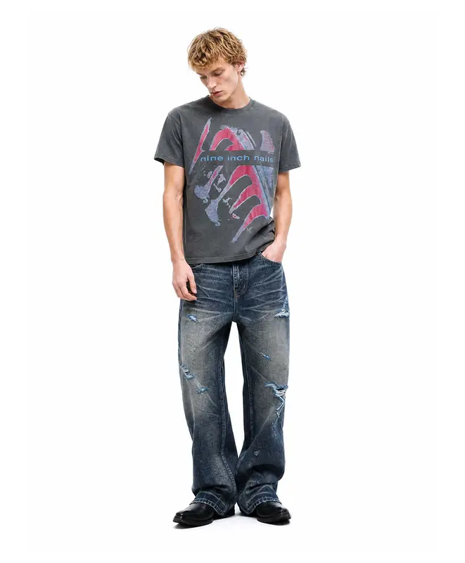 Vintage T-Shirt mit Print und Waschung