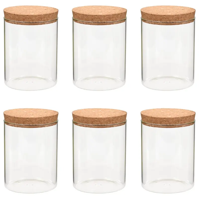 Vorratsgläser mit Korkdeckel, 6er-Set, 650 ml