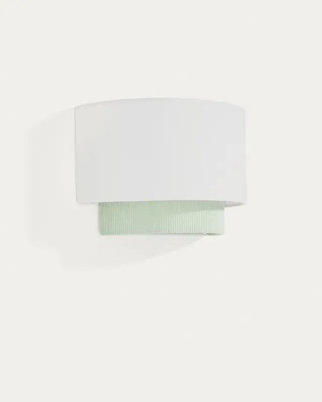 Wandleuchte Bianella aus Baumwolle und türkisfarbenem Cord, Ø 40 cm