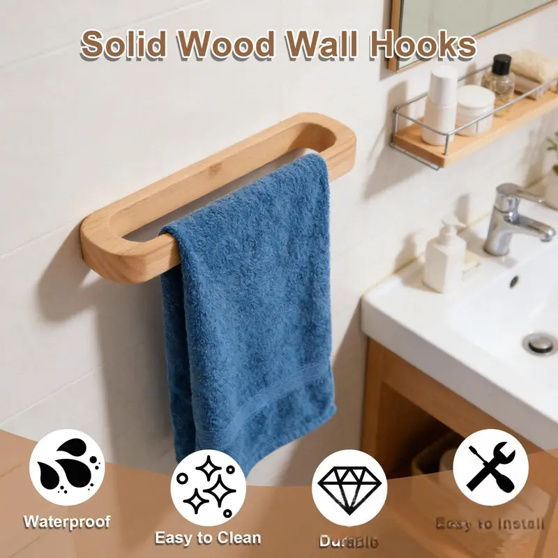 Wandmontierter Handtuchhalter aus Holz