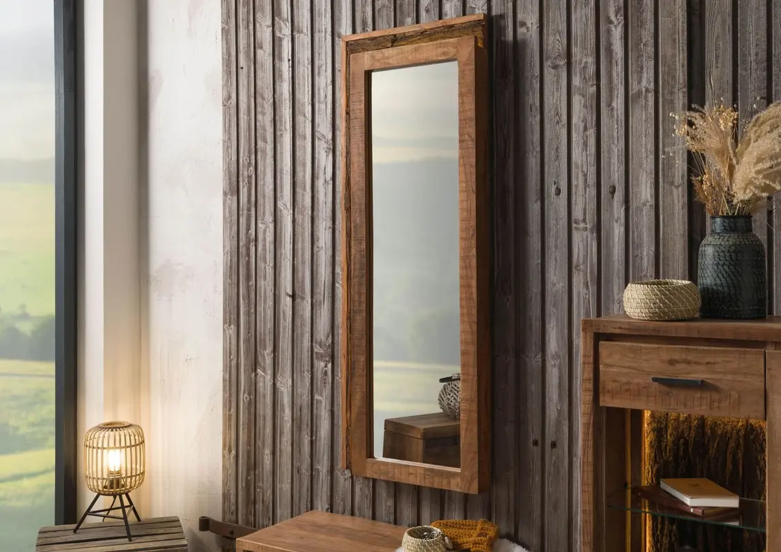 Wandspiegel Akazie 56x8x150 natur lackiert BARK