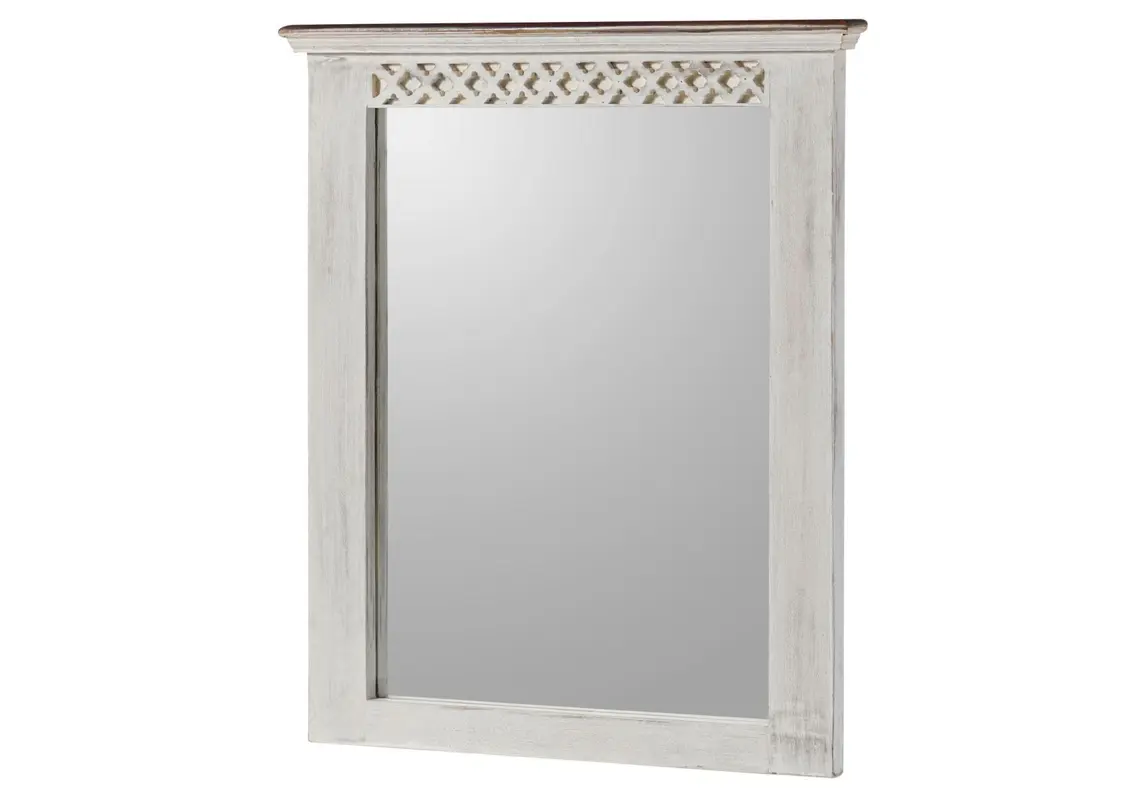 Wandspiegel Mango / Akazie 68x5x79 weiss gewachst CASTLE-ANTIK