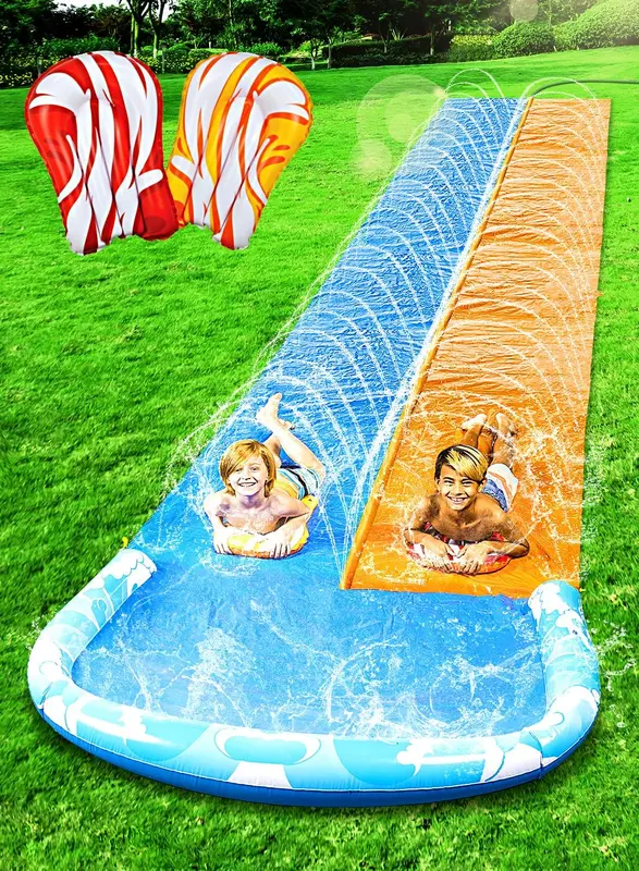 Wasserrutsche mit eingebauter Sprinkleranlage, 685cm Doppelspur