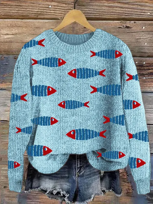 Weicher Cardigan mit Cartoon-Muster