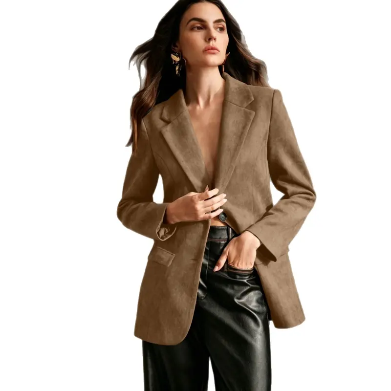 Wildleder-Samt-Blazer mit Pattentaschen