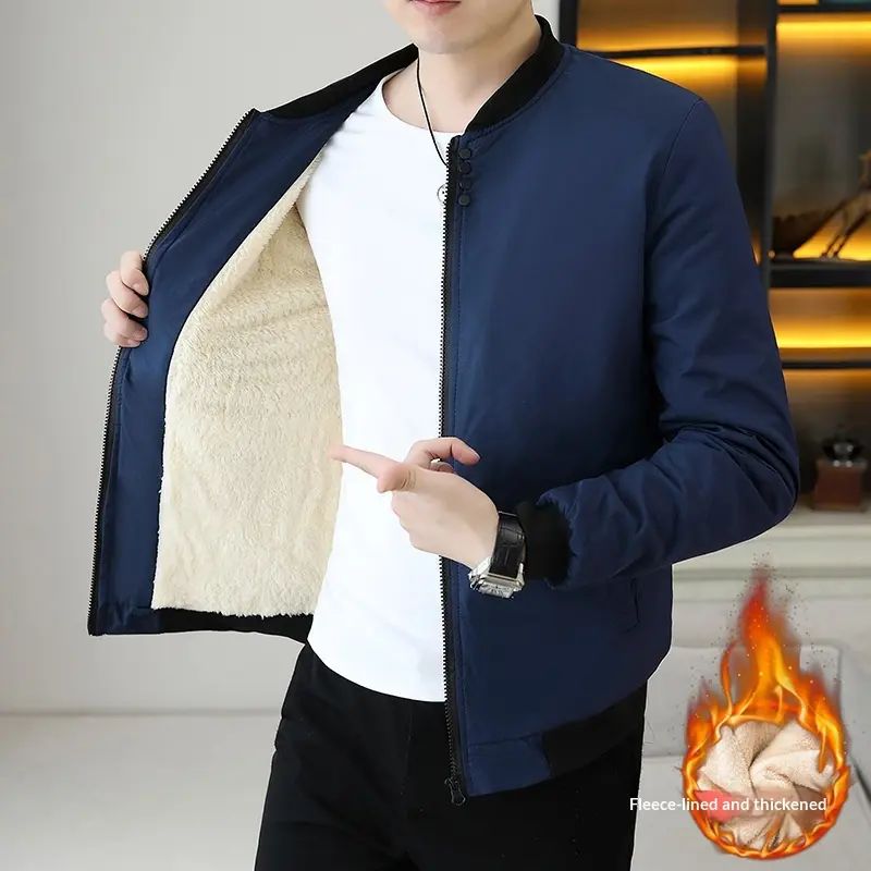 Winter Herren Fleece-gefütterte Jacke mit Kapuze