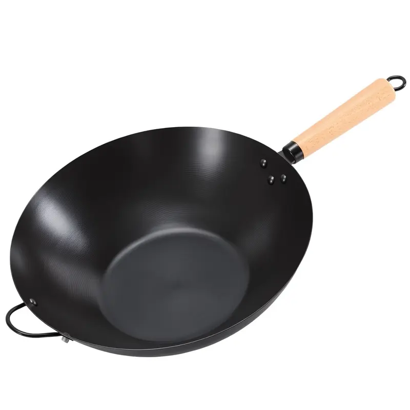 Wok aus Karbonstahl mit flachem Boden