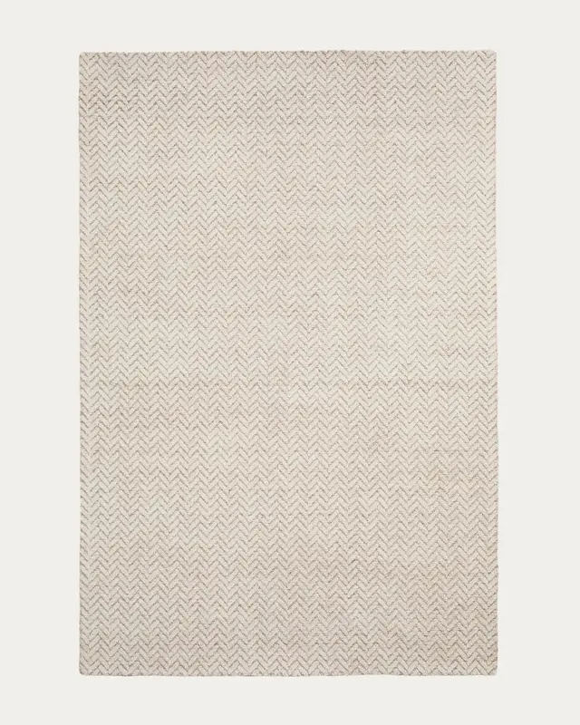 Wollteppich Calira mit Jacquard-Flechtmuster, beige, 300 x 200 cm