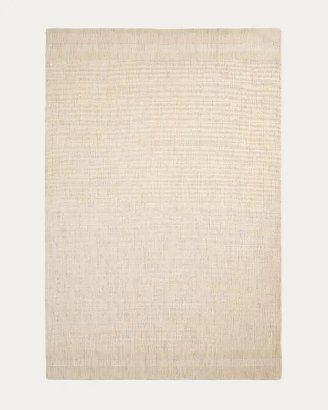 Wollteppich Dalena mit Jacquard-Streifenmuster, beige, 300 x 200 cm