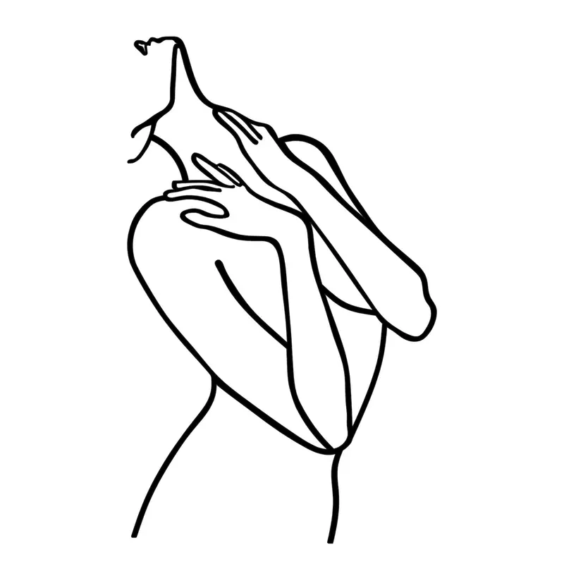 Woman Lines Wanddeko - Schwarz