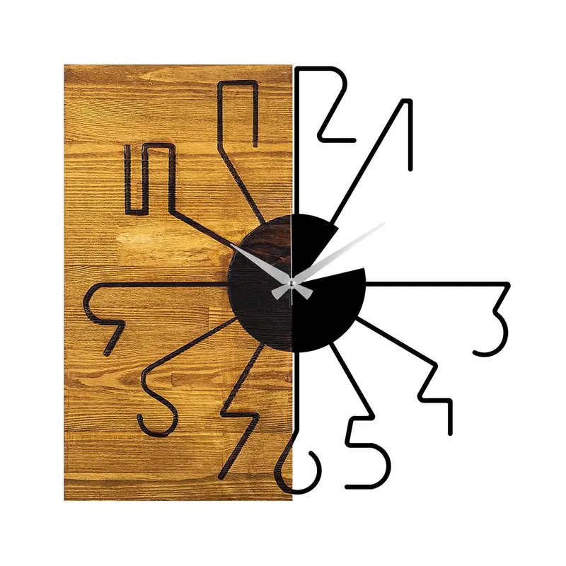 Wooden Clock 29 Wanduhr - Walnuss Schwarz