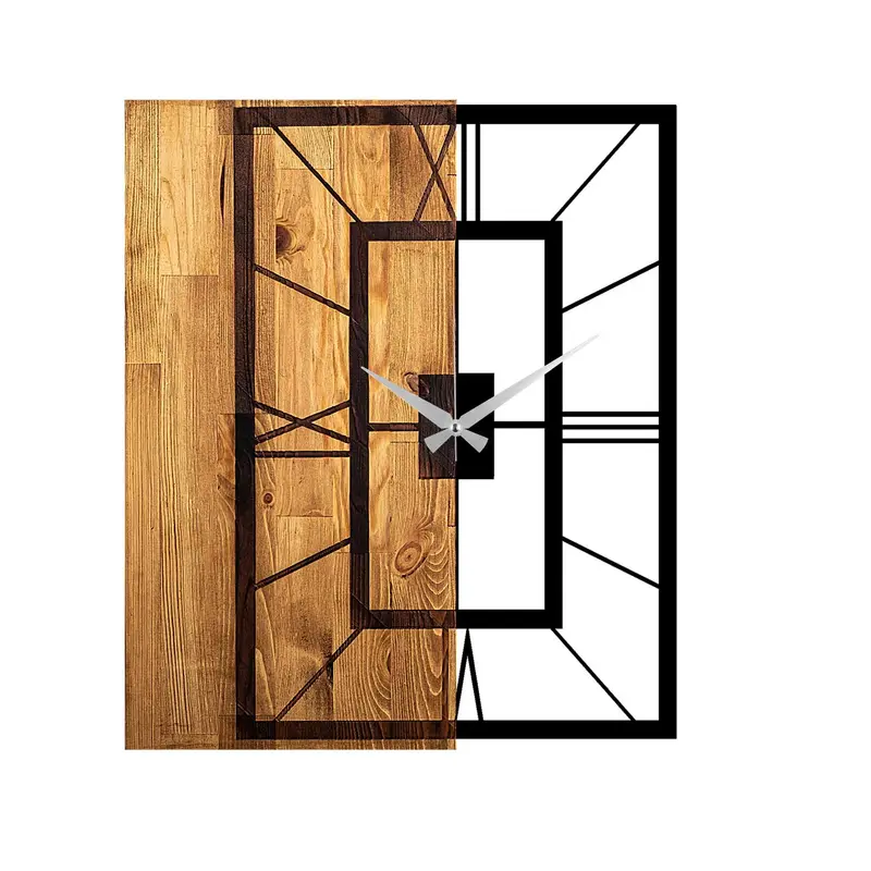 Wooden Clock 37 Wanduhr - Lichtwalnuss Schwarz