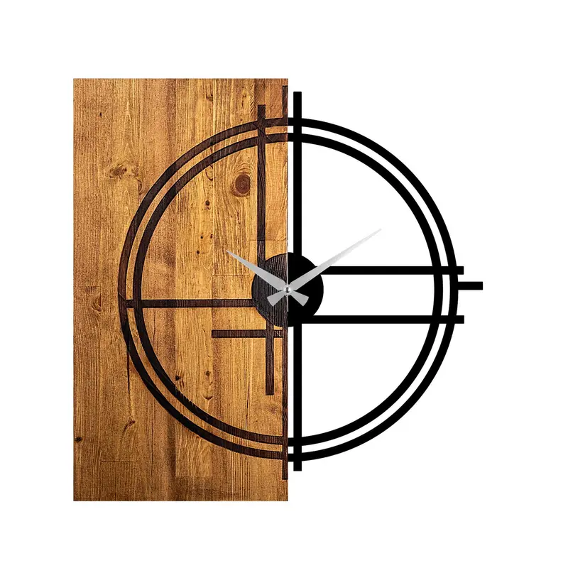 Wooden Clock 38 Wanduhr - Lichtwalnuss Schwarz