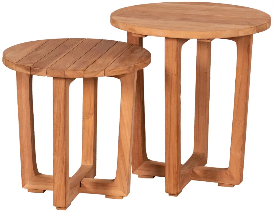 Woodie Beistelltisch 2er-Set rund - Teakholz