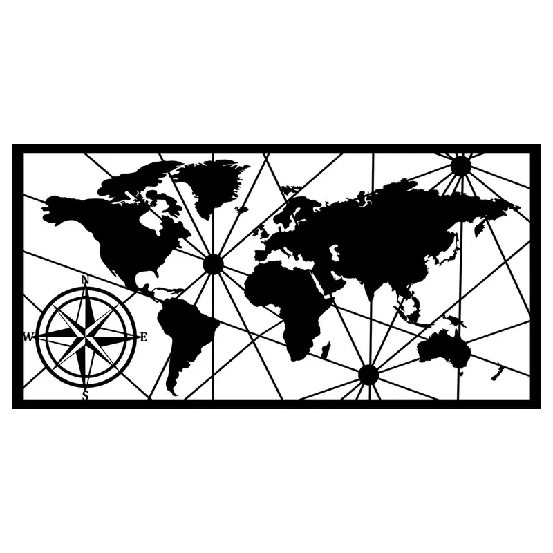 World Map Large Wanddeko - Schwarz