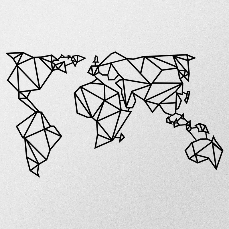 World Map Metal Decor 4 Wanddeko - Schwarz