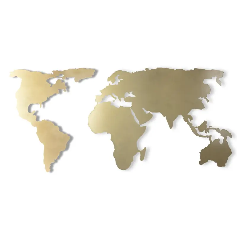 World Map Silhouette Wanddeko - Gold