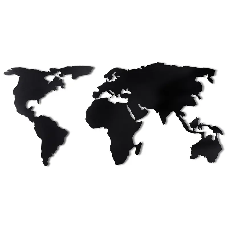 World Map Silhouette Wanddeko - Schwarz