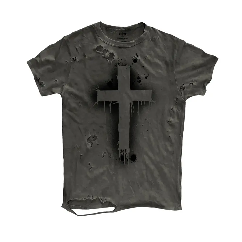 Y2K-Style Kurzarm-T-Shirt mit Kreuz-Design Herren