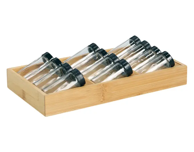 ZELLER Gewürzregal Set 13-teilig Bambus Glas 38x20x5 cm
