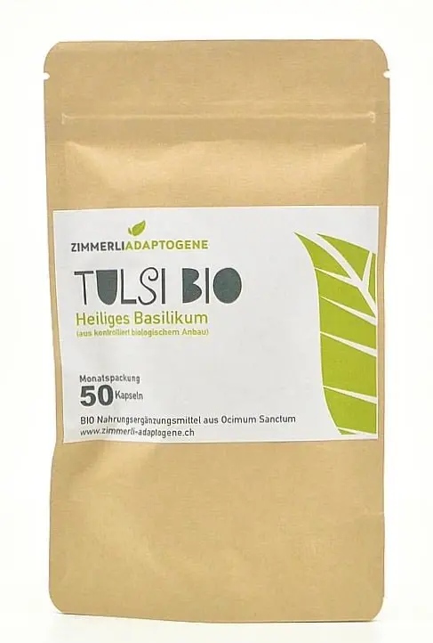 Zimmerli Adaptogene – Tulsi Kapseln Bio 50 Stk. – Balance, Reinheit & Stressresistenz